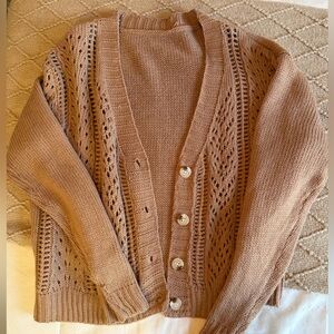 Cozy Brown Knit Cardigan Sweater